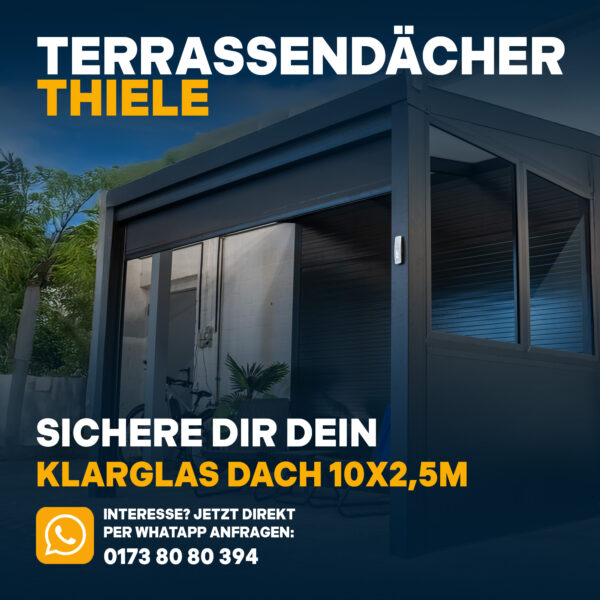 Terrassenüberdachung 10,06m x 2,5m Klarglas