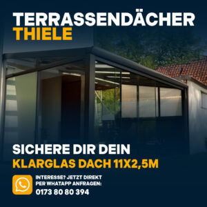 Terrassenüberdachung 11,06m x 2,5m Klarglas