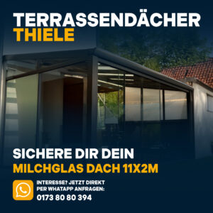 Terrassenüberdachung 11,06m x 2m Milchglas
