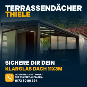 Terrassenüberdachung 11,06m x 3m Klarglas