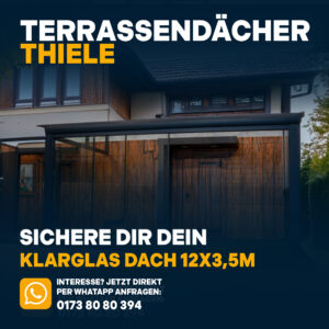 Terrassenüberdachung 12,06m x 3,5m Klarglas