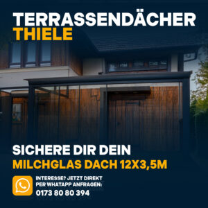 Terrassenüberdachung 12,06m x 3,5m Milchglas