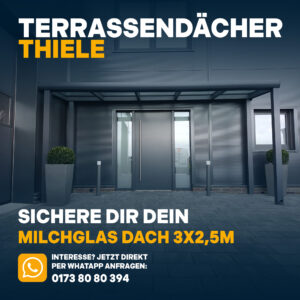 Terrassenüberdachung 3,06m x 2,5m Milchglas