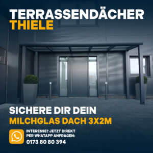 Terrassenüberdachung 3,06m x 2m Milchglas