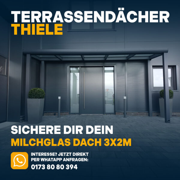 Terrassenüberdachung 3,06m x 2m Milchglas