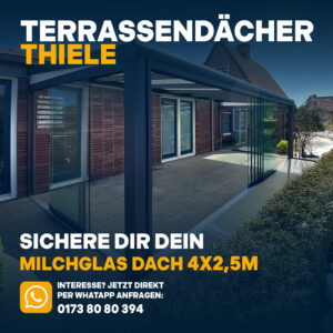 Terrassenüberdachung 4,06m x 2,5m Milchglas