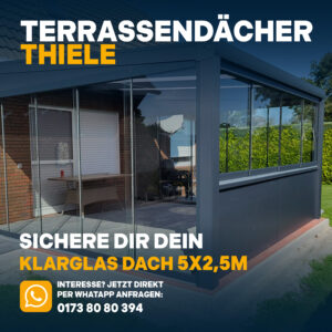 Terrassenüberdachung 5,06m x 2,5m Klarglas