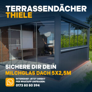 Terrassenüberdachung 5,06m x 2,5m Milchglas