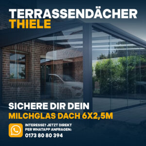 Terrassenüberdachung 6,06m x 2,5m Milchglas