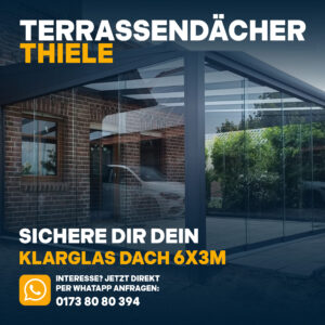 Terrassenüberdachung 6,06m x 3m Klarglas