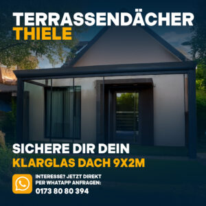 Terrassenüberdachung 9,06m x 2m Klarglas