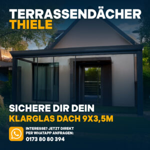 Terrassenüberdachung 9,06m x 3,5m Klarglas