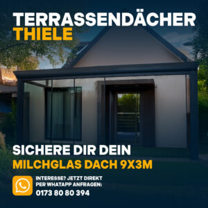 Terrassenüberdachung 9,06m x 3m Milchglas