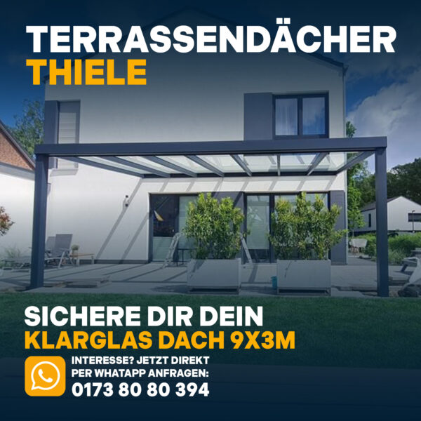 Terrassenüberdachung 9,06m x 3m Klarglas